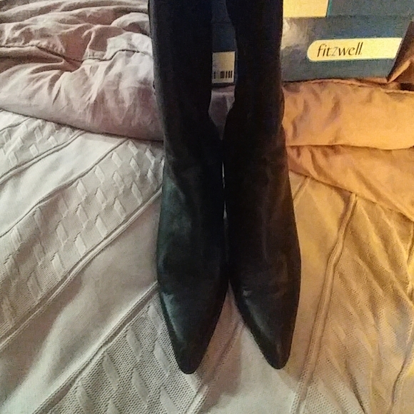 Black leather knee high boots 11W - Picture 4 of 7